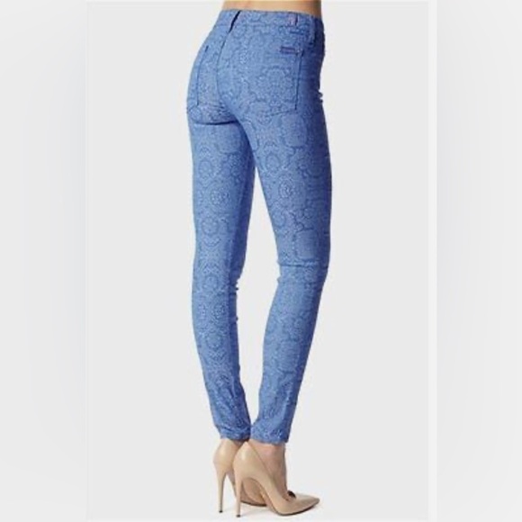 7 For All Mankind Moroccan Blue Jacquard Skinny Jeans - Size 29 - Picture 2 of 11